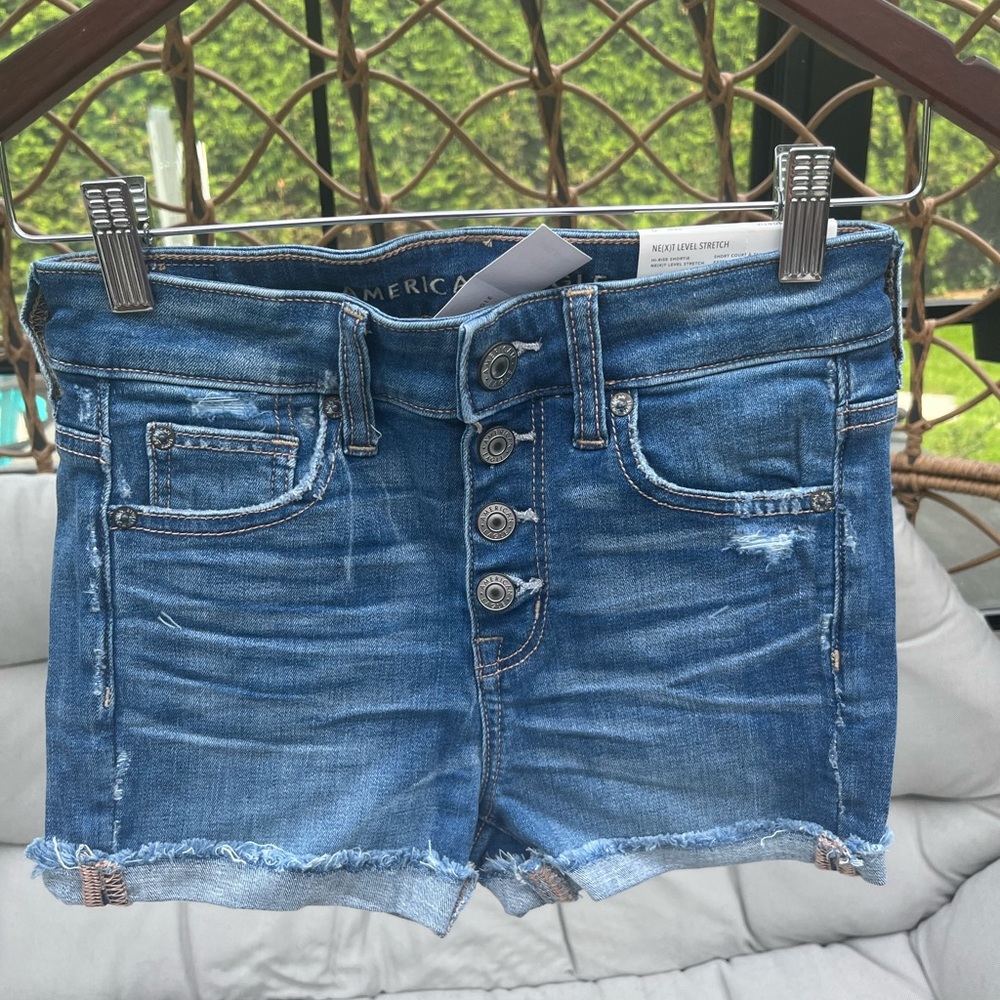 American eagle button fly next level stretch high rise shorts size 0